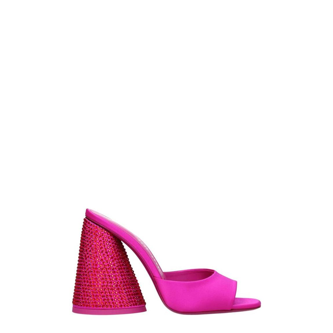 Satin High Heel Sandal with Rhinestone Detailing Wo - Pink main product photo