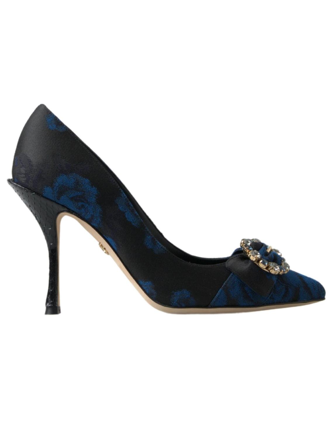 Floral Pumps Blue and Black Style Wo Sandals main product photo