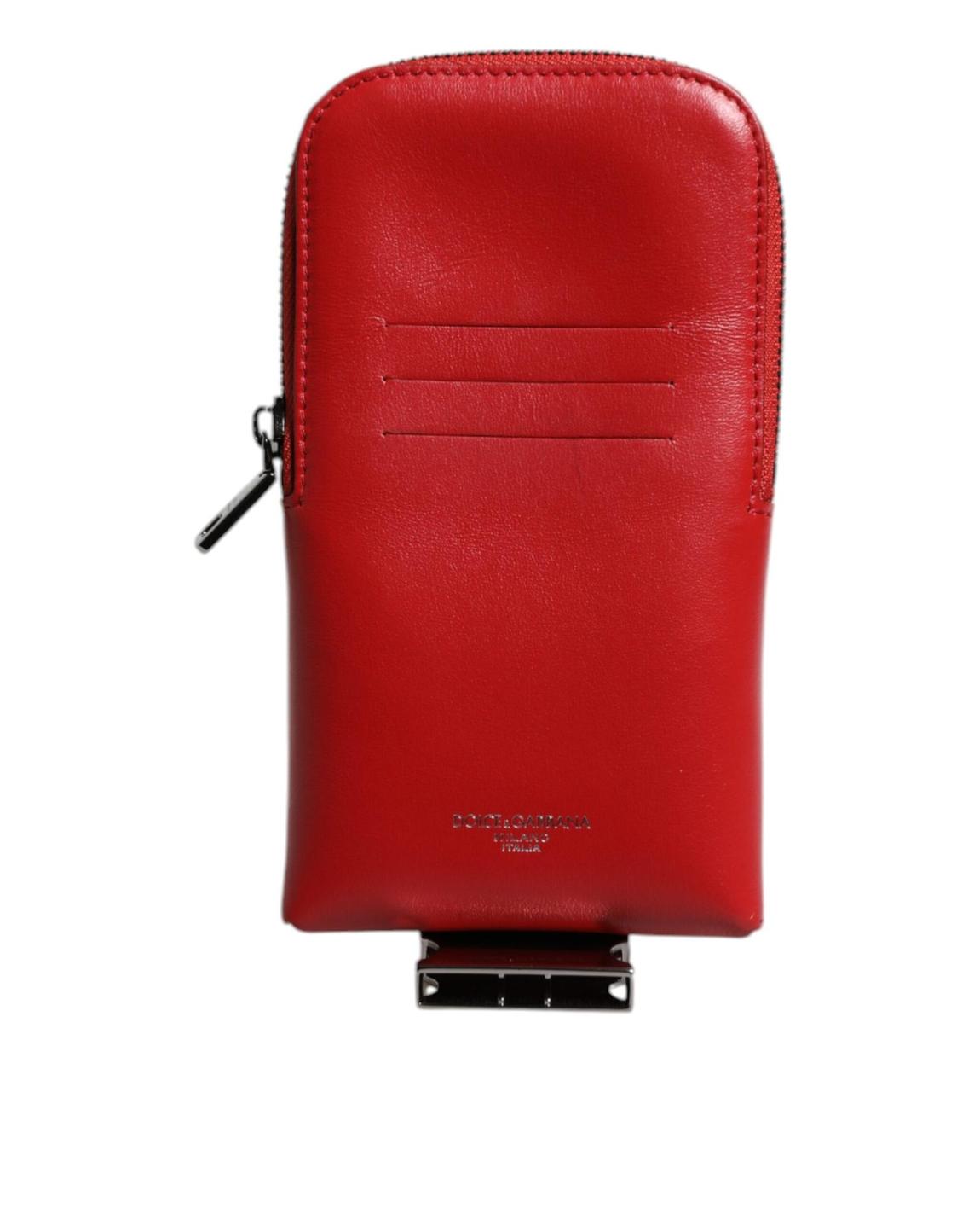 Leather Pouch Zip Wallet Red Card Holder main product photo