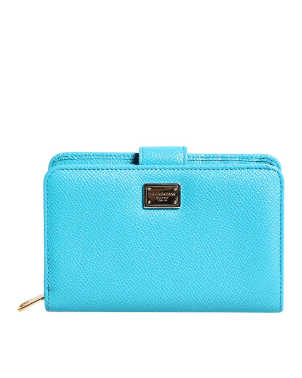 Pebbled Leather Wallet Snap Closure Wo - Light Blue main product photo