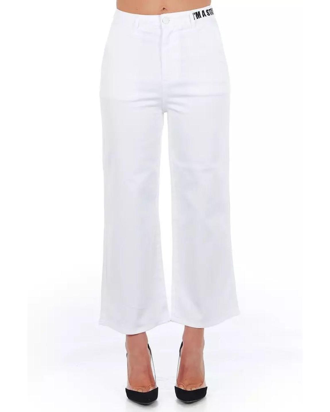 Wide Leg Cropped Pants - White Jeans main product photo