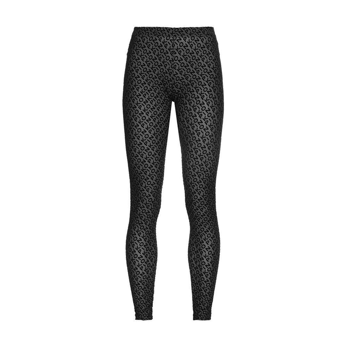 Semi-Transparent Tight Nylon Leggings with Velvet Logo Pattern Print main product photo