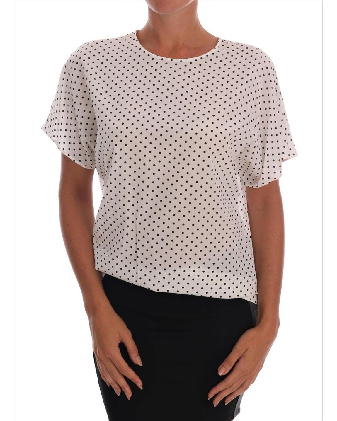 Dolce Gabbana TSH1438 Silk Top Wo - Blackwhite T-Shirts main product photo