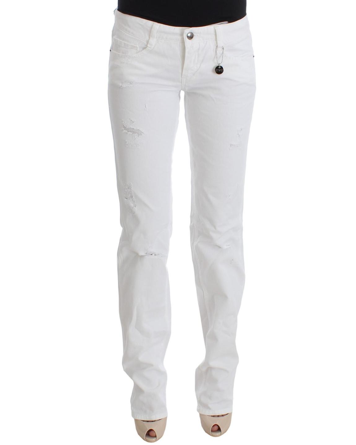 Costume National Distressed Jeans Wo - White Jeans main product photo