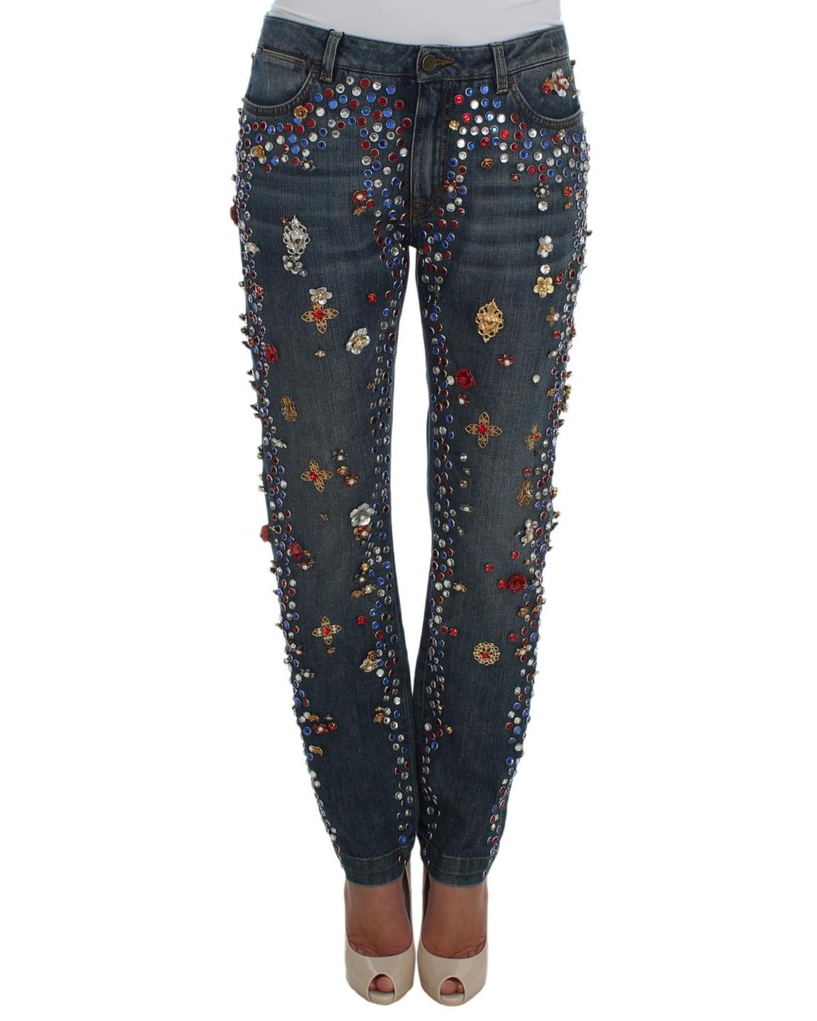 CrystalEmbellished Jeans Straight Leg Wo - Blue Jeans main product photo