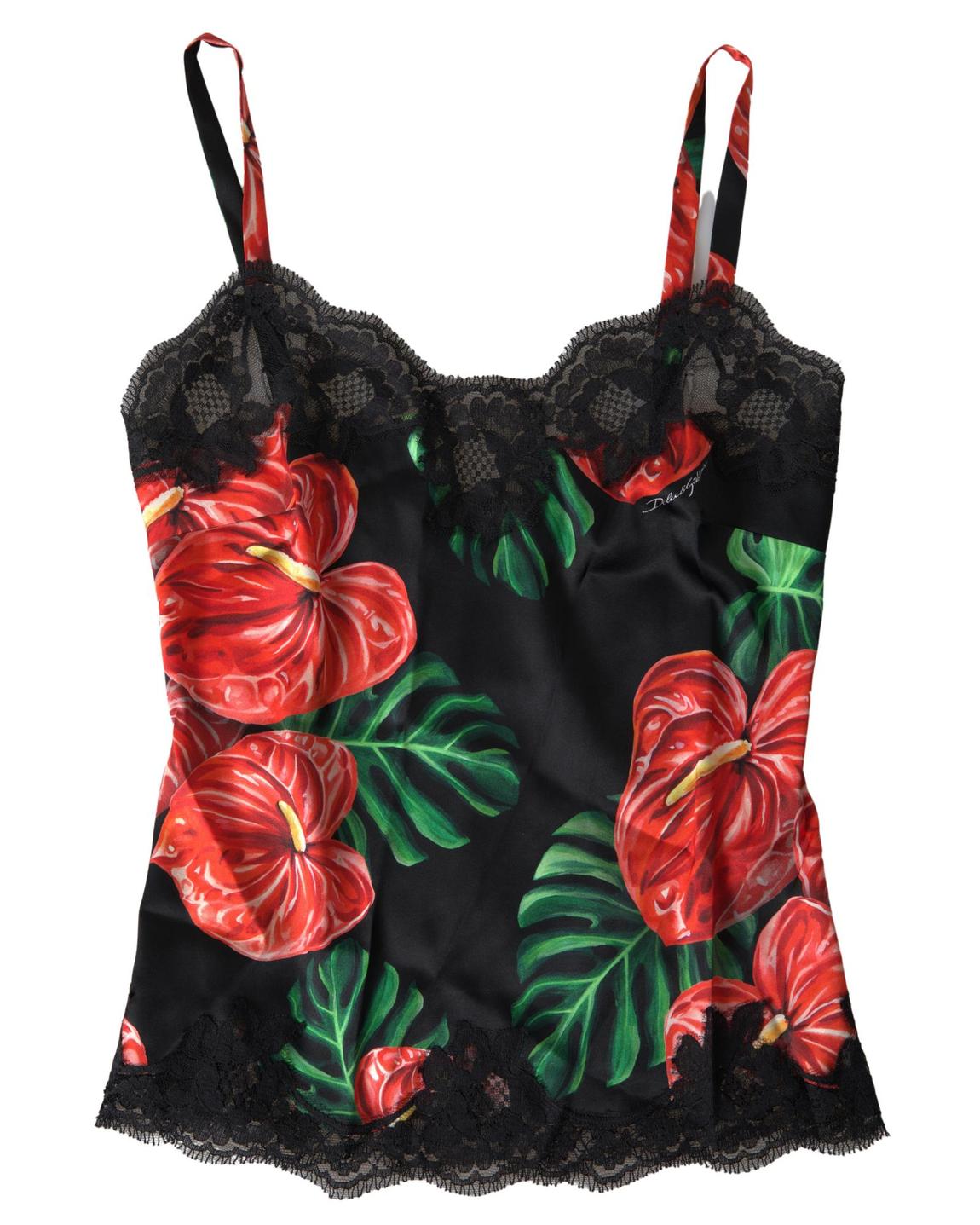 Floral Print Camisole BIK1716 Wo - Black Underwear main product photo