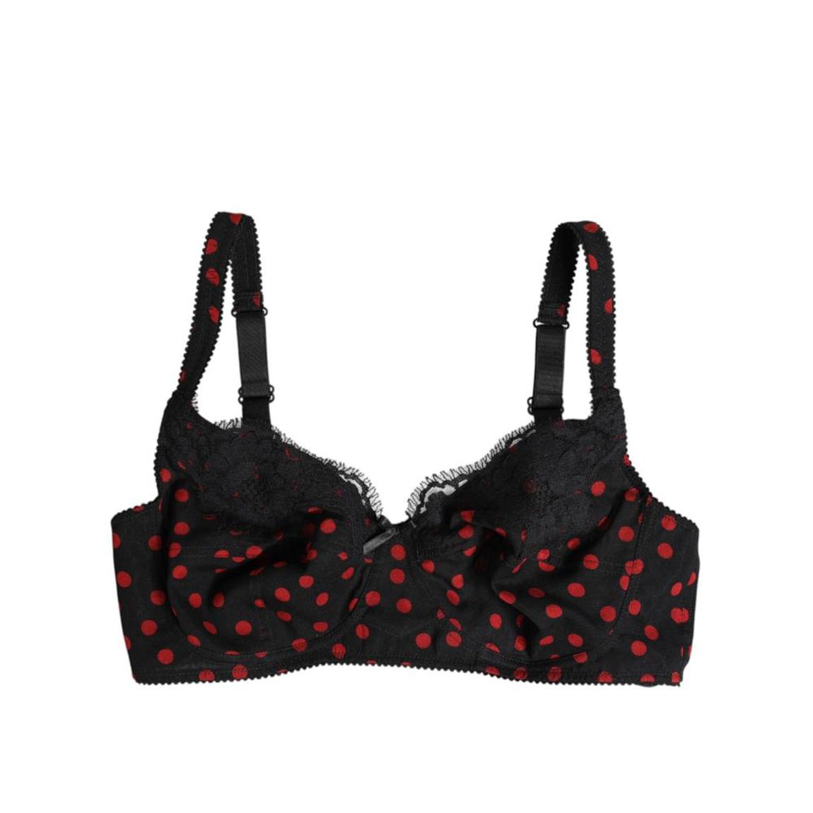 Polka Dot Underwired Balconette Bra with Silk Soft Cups Wo - Black main product photo