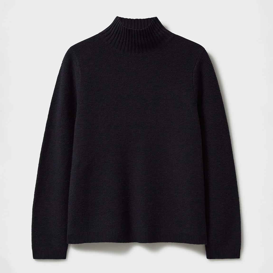 Navy Harmony Merino Wool Blend High Neck Jumper main product photo