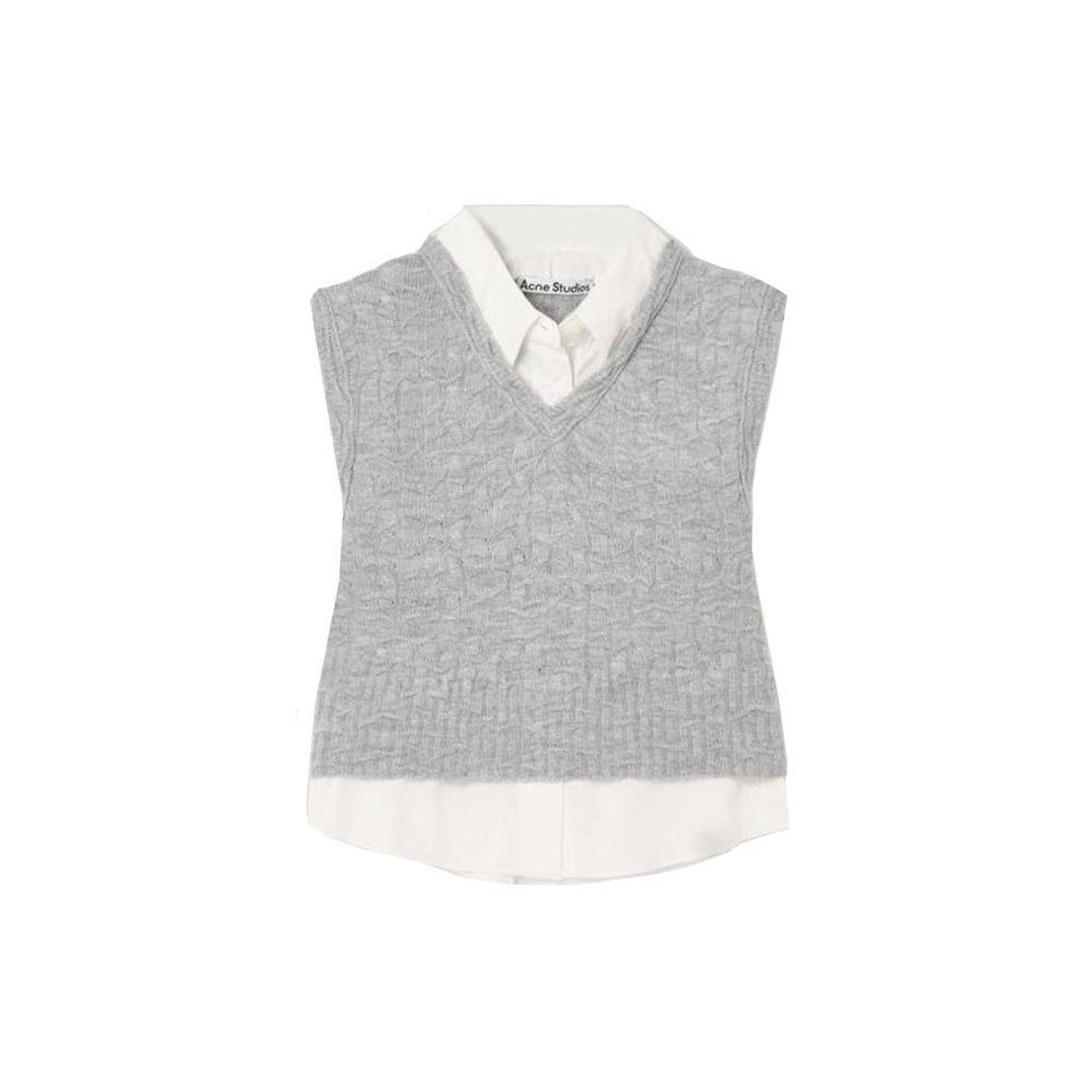 Layered V-Neck Sleeveless Vest with Ribbed and Exposed Shirt Hems main product photo