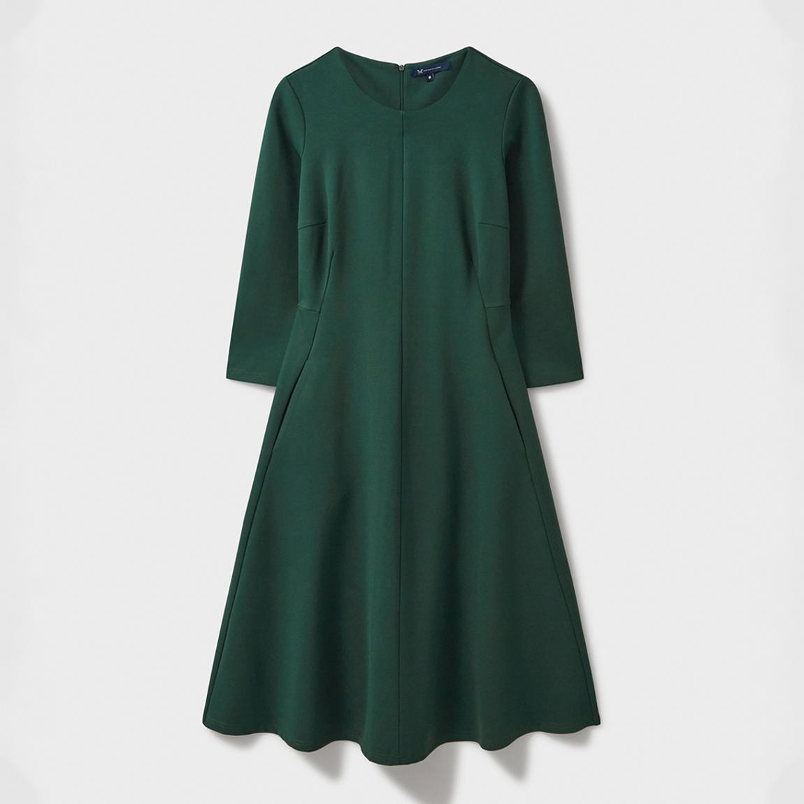 Green Eva 3/4 Length Sleeved Ponte Midi Dress main product photo