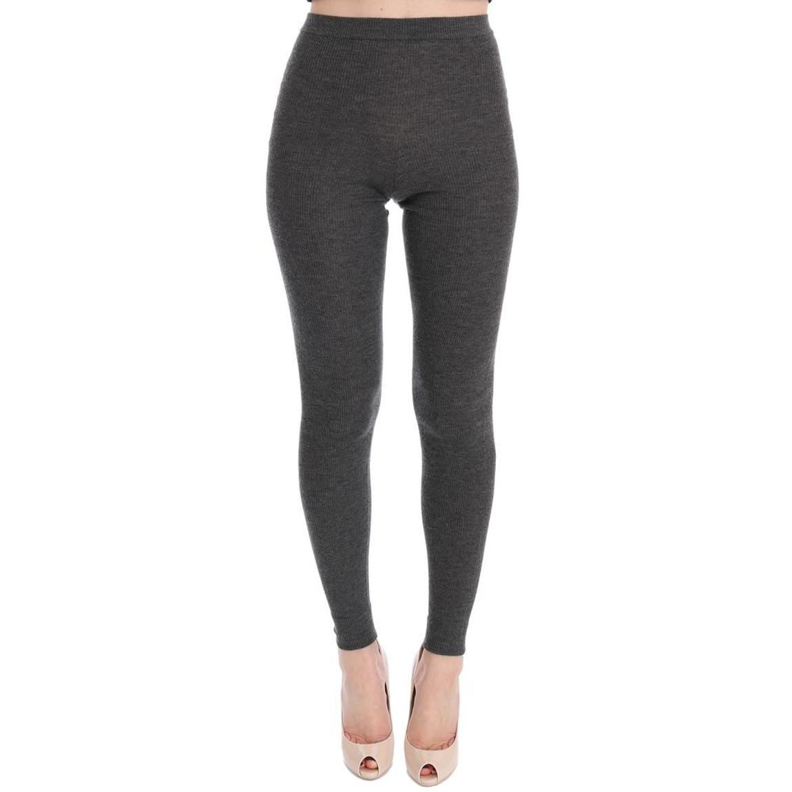 Ribbed Knit Cashmere Leggings Wo - Gray Hosiery main product photo