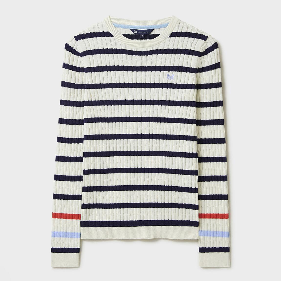 Multi Stripe Heritage Cable Knit Cotton Jumper main product photo