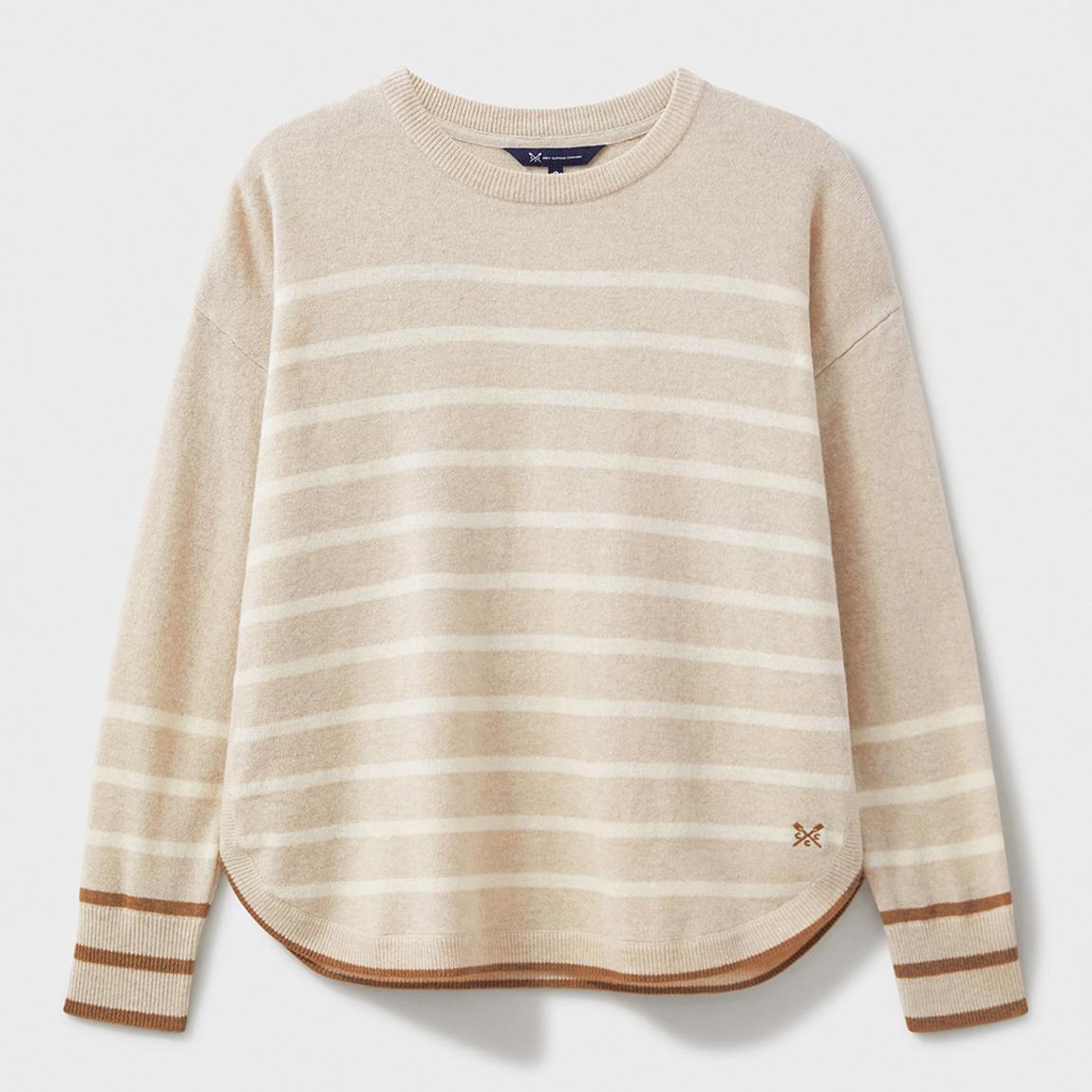 Beige/ White Stripe Harmony Merino Wool Blend Jumper main product photo