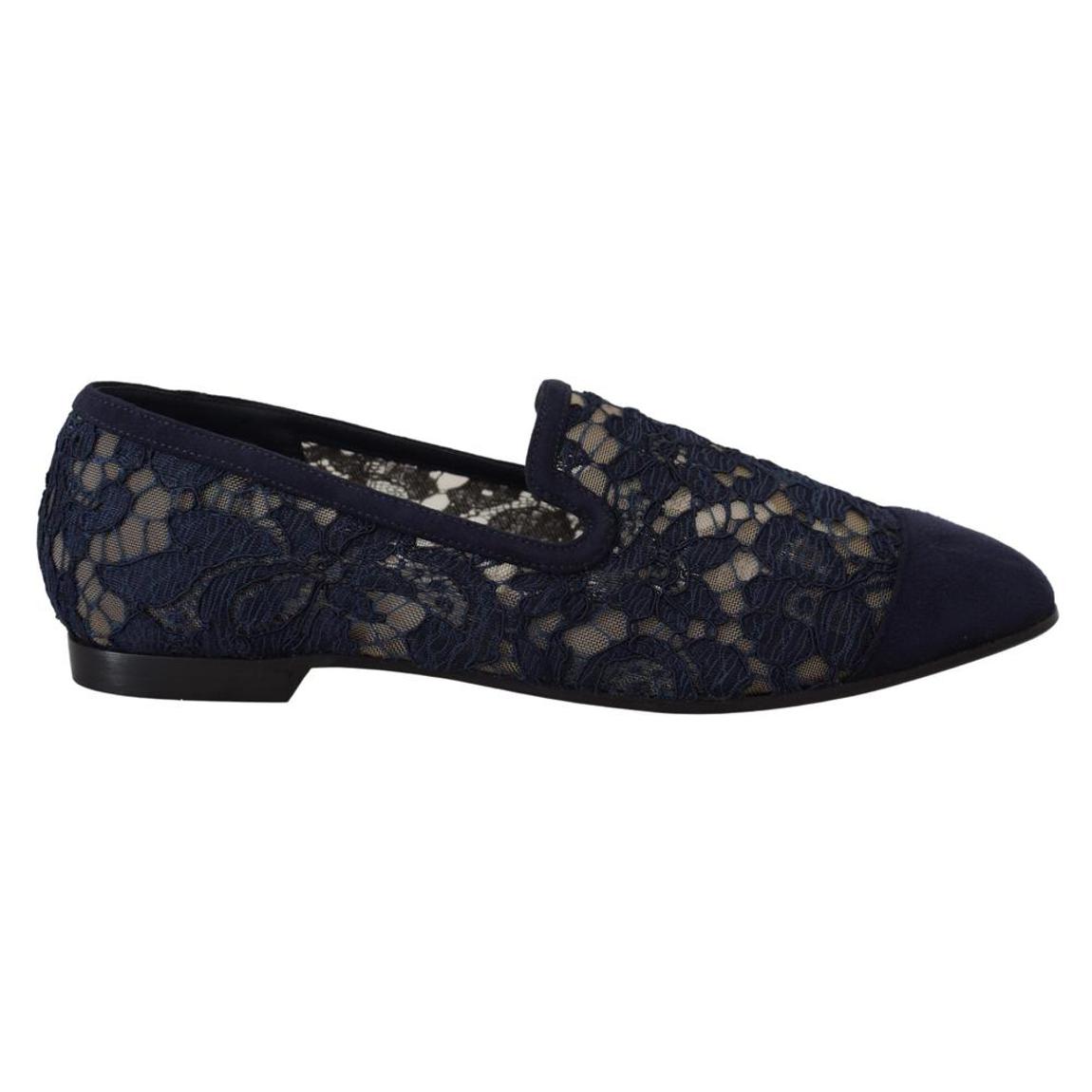 Lace LoafersFloral StyleCasual Wo - Blue Flat Shoes main product photo