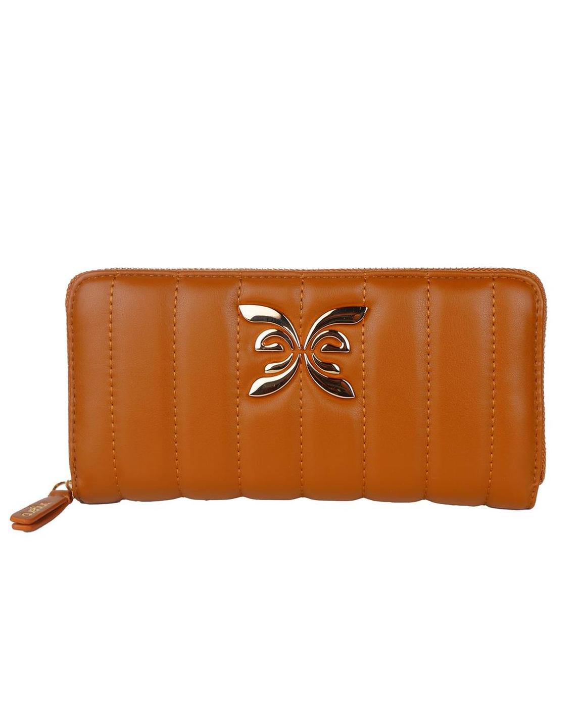Quilted Zip Wallet Camel Wo - Brown main product photo
