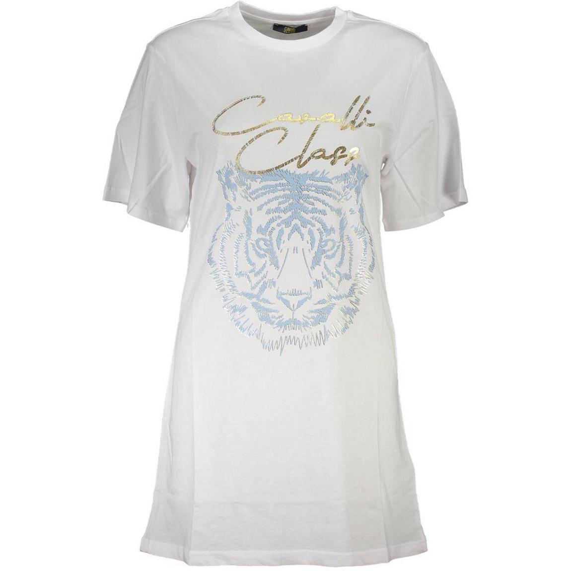 Tiger Head Embroidered TShirt Dress Wo - White Tops main product photo
