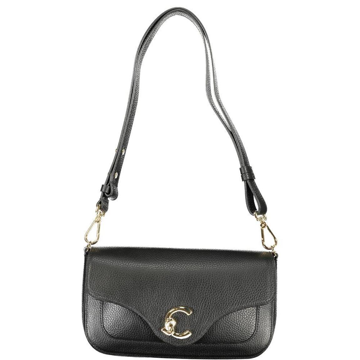 Elegant Leather Handbag with Polished Finish Wo - Black main product photo