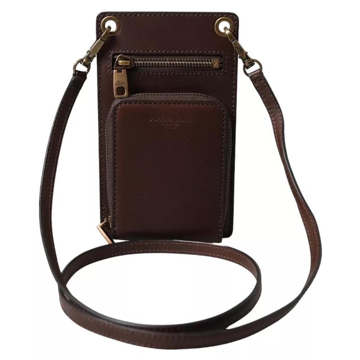 Leather Phone Holder Crossbody - Brown Wallets main product photo