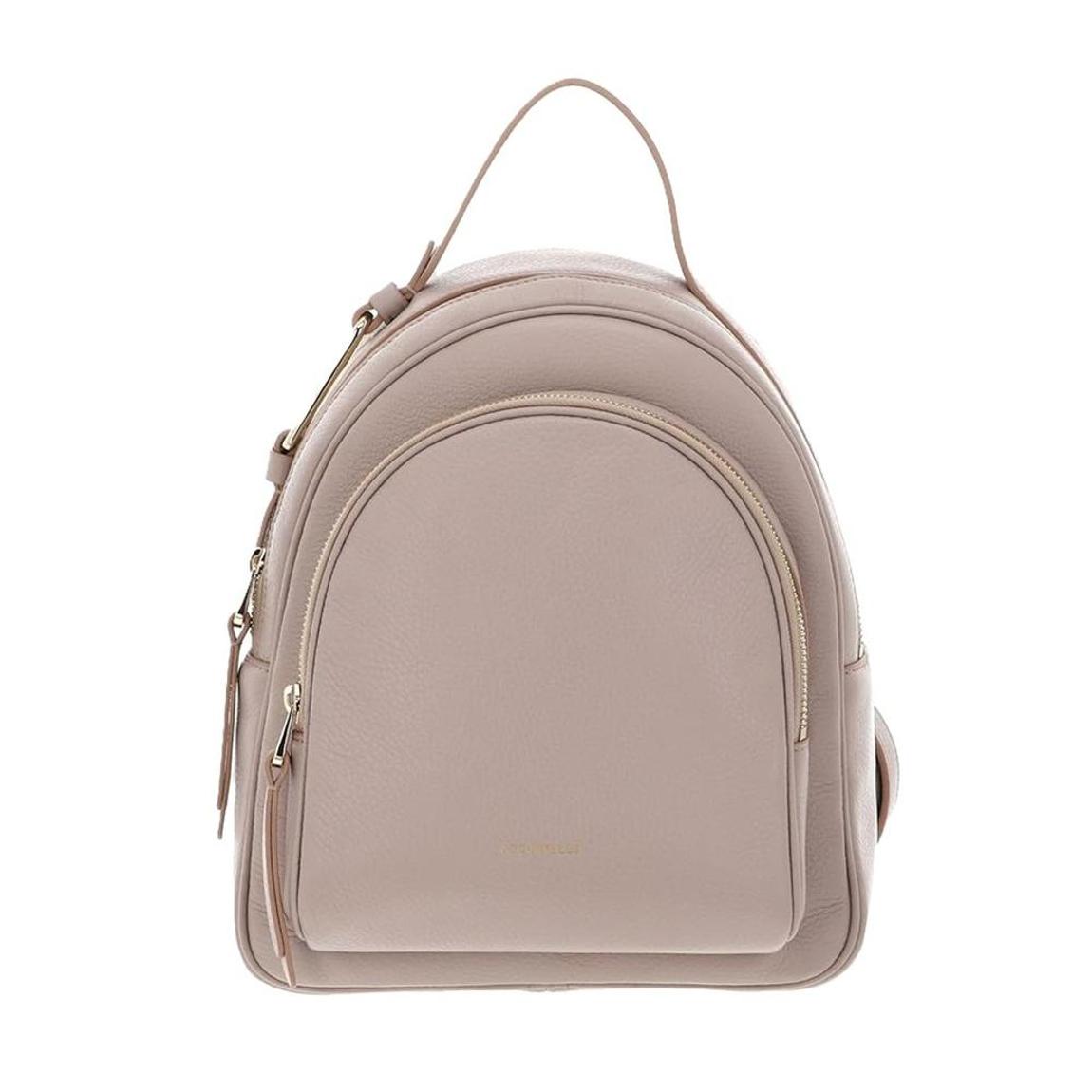 Leather Backpack with Zip Fastening and Visible Logo Wo - Pink main product photo