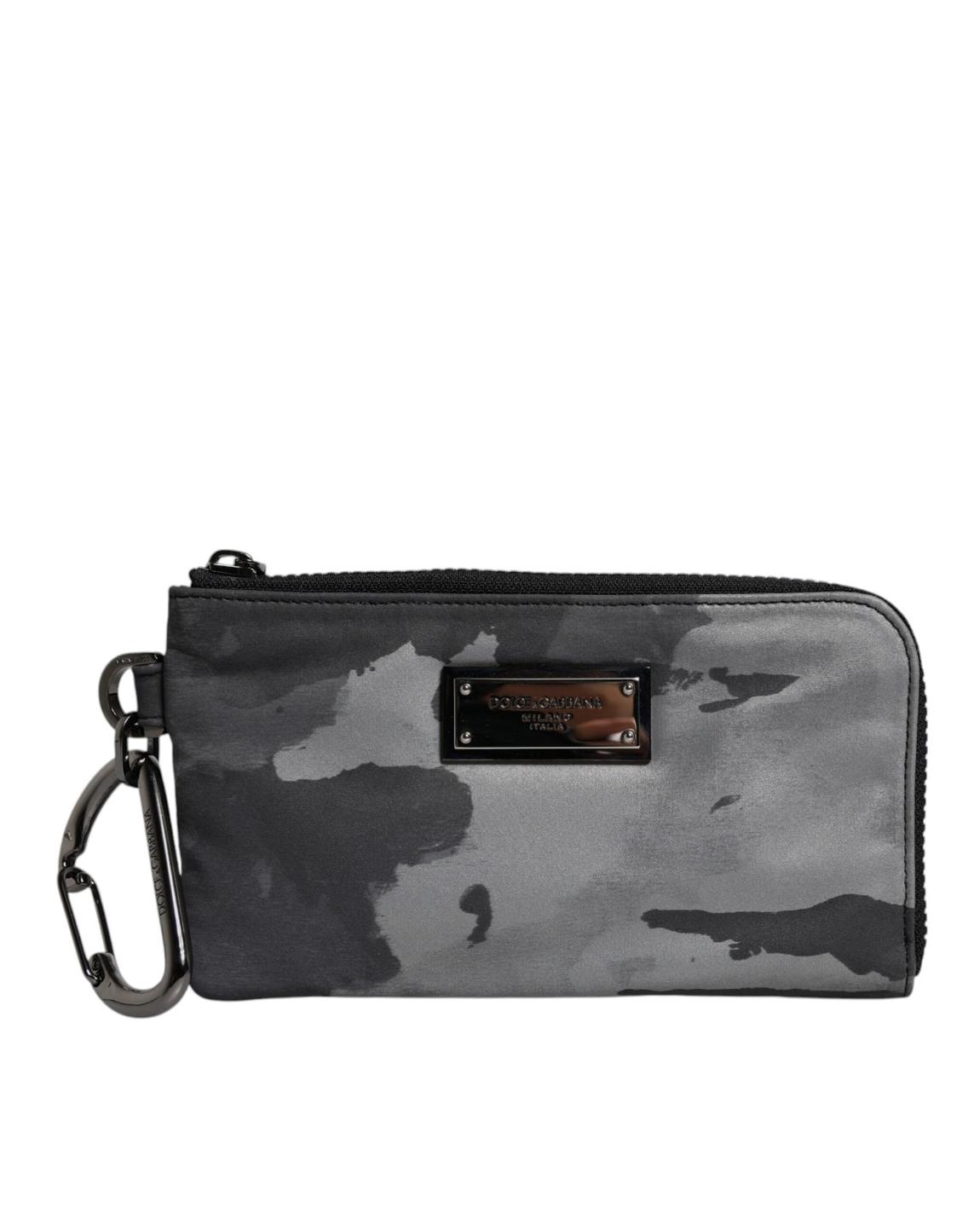 Camouflage Keychain Wallet with Zip - Black And Gray Bags main product photo