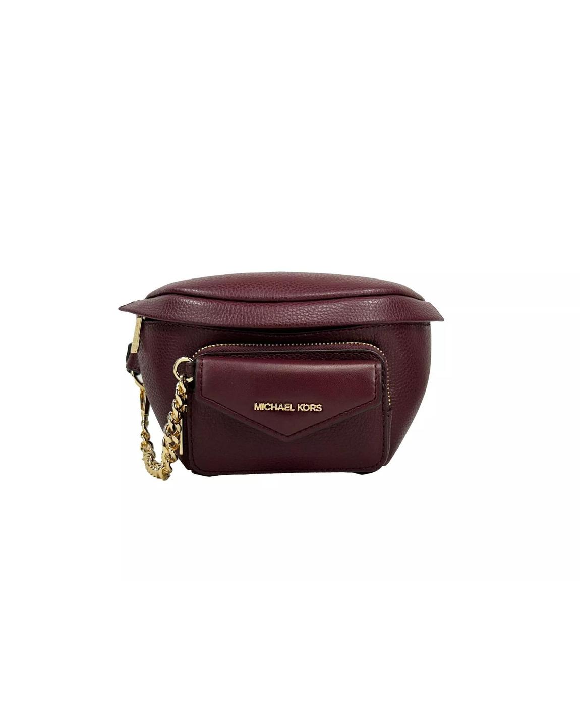 Pebbled Leather Belt Bag with Chain Wo - Black main product photo