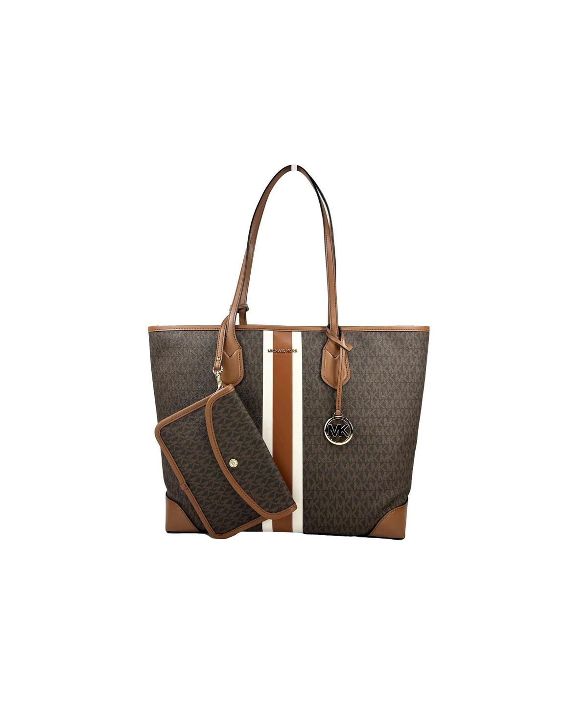 Jet Set Large Tote Signature Stripe - Brown Tote Bags main product photo