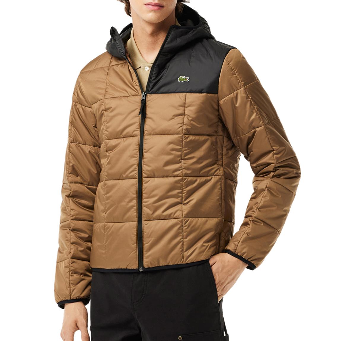 Camel/Black Colour Block Hooded Jacket main product photo