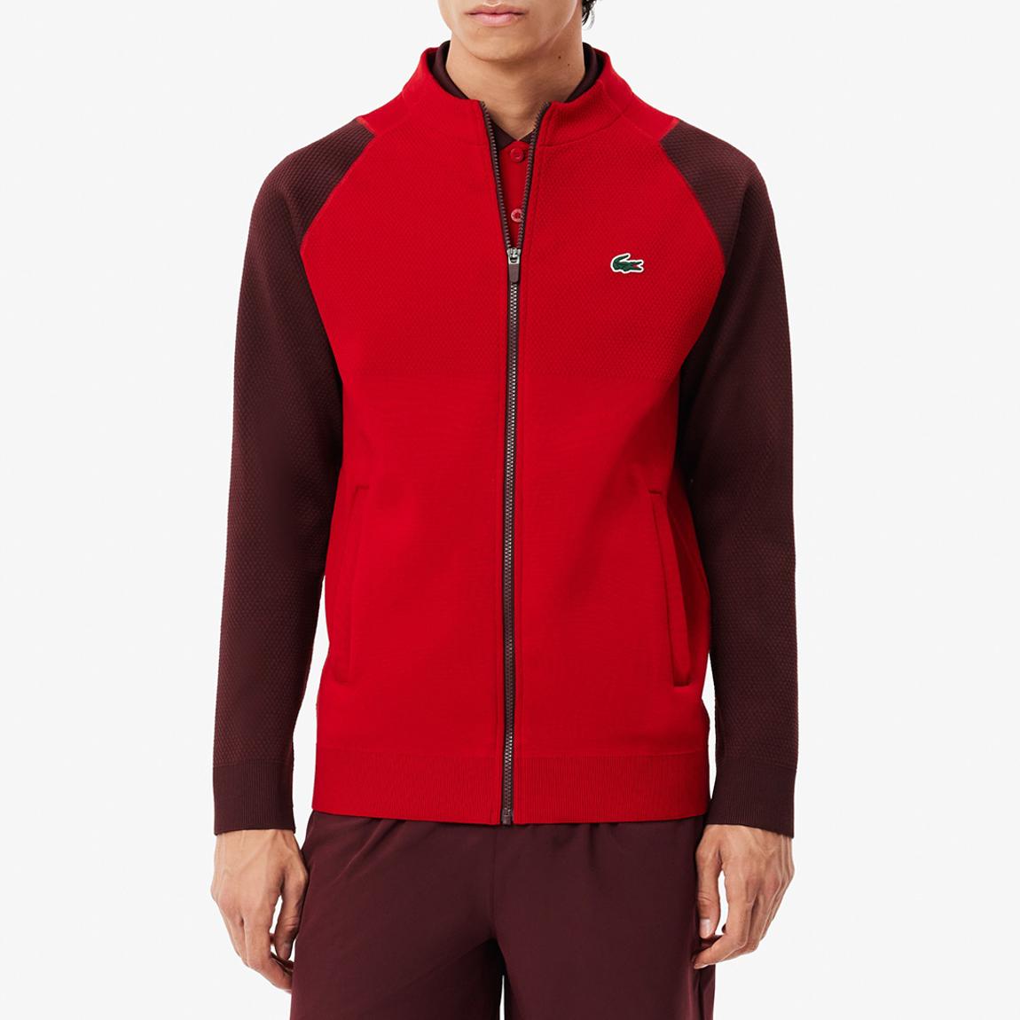 Burgundy/Red Contrast Zip Knit Jumper main product photo