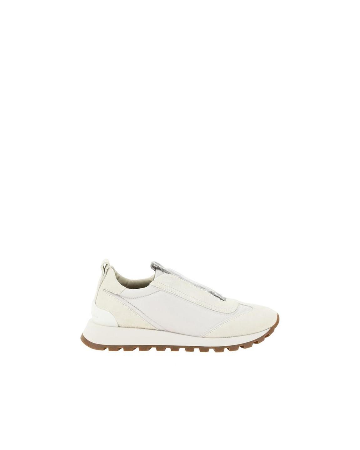 Leather and Suede Casual Sneakers Wo - White main product photo