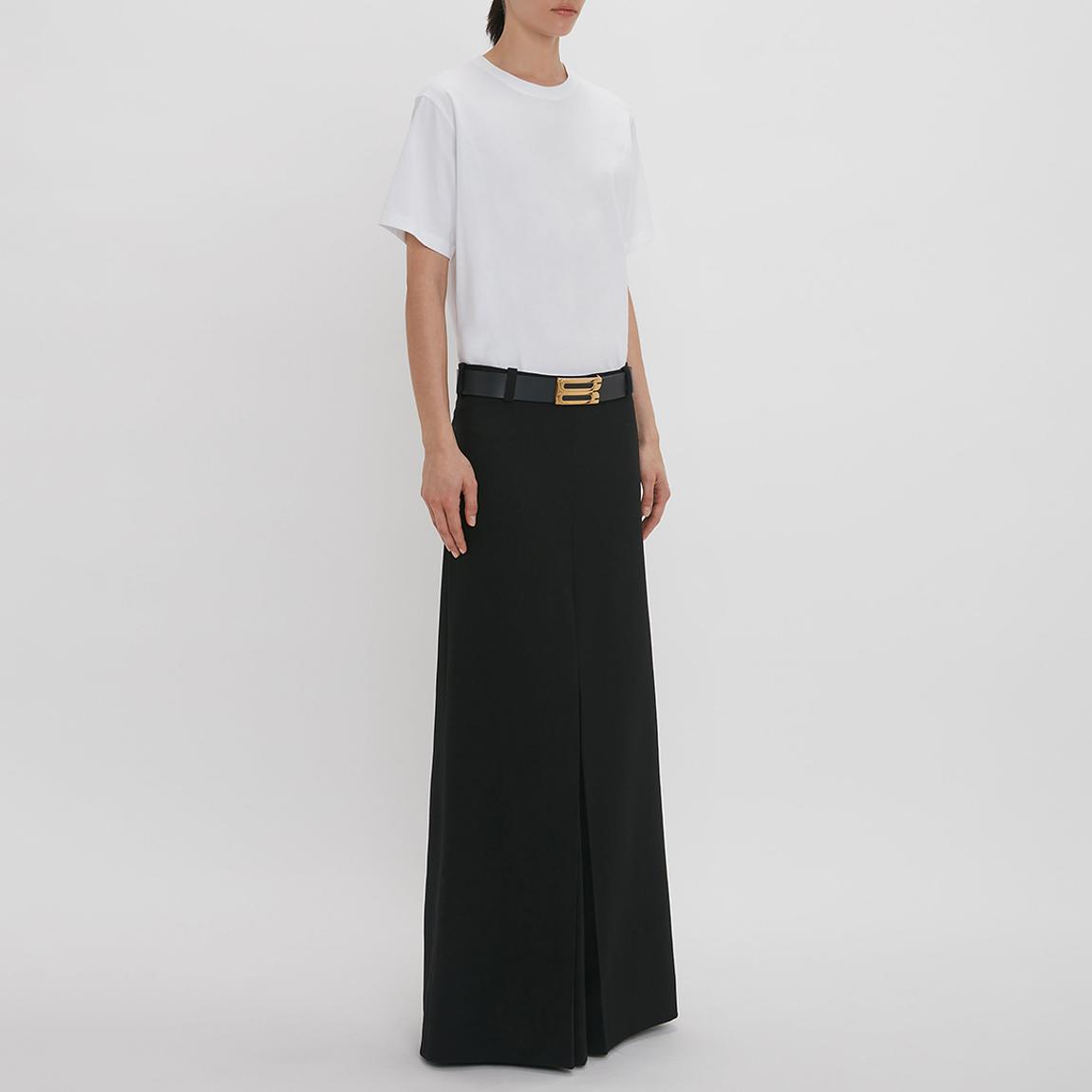 Black Wool Floor-Length Box Pleat Skirt main product photo
