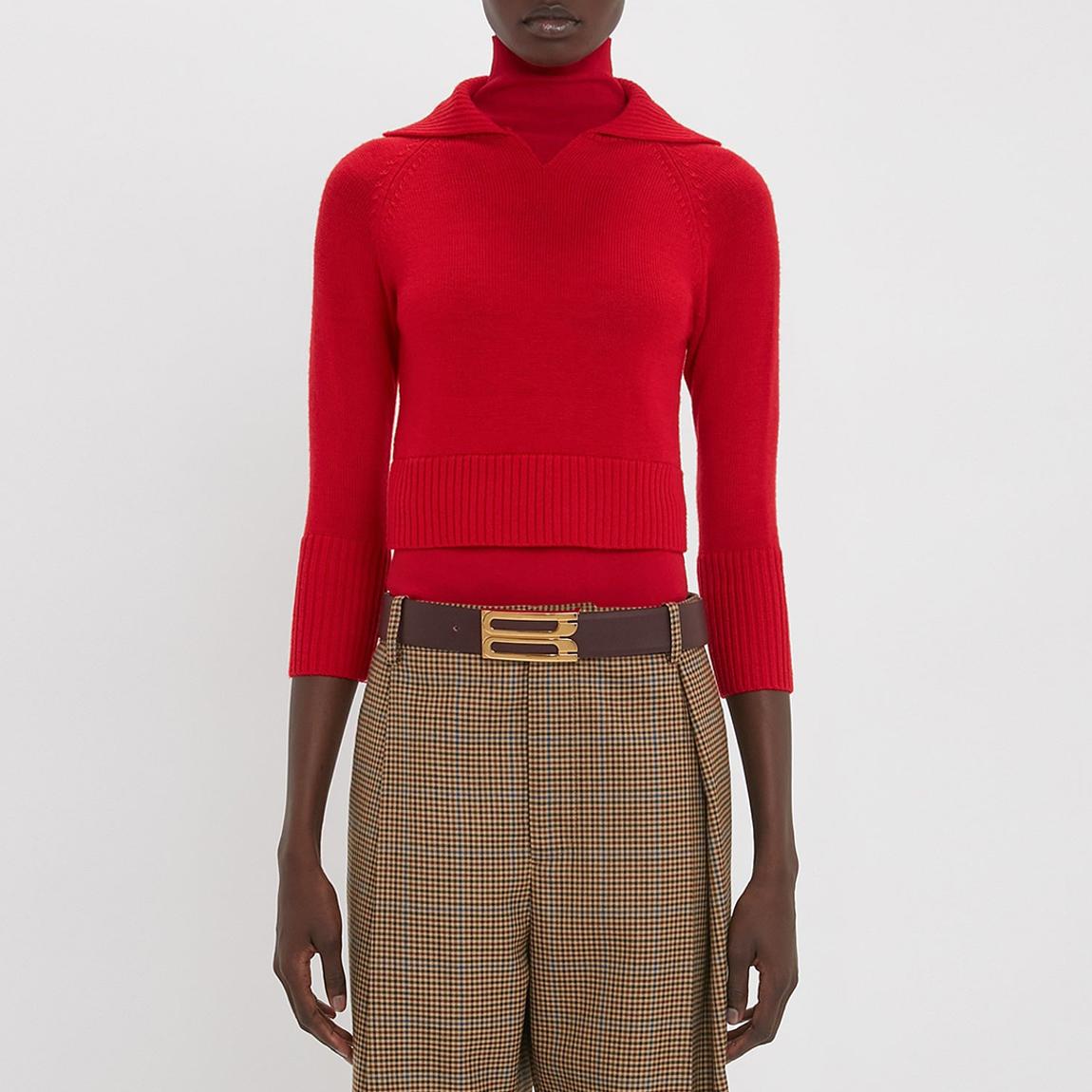 Red Wool Blend Double Layer Top main product photo