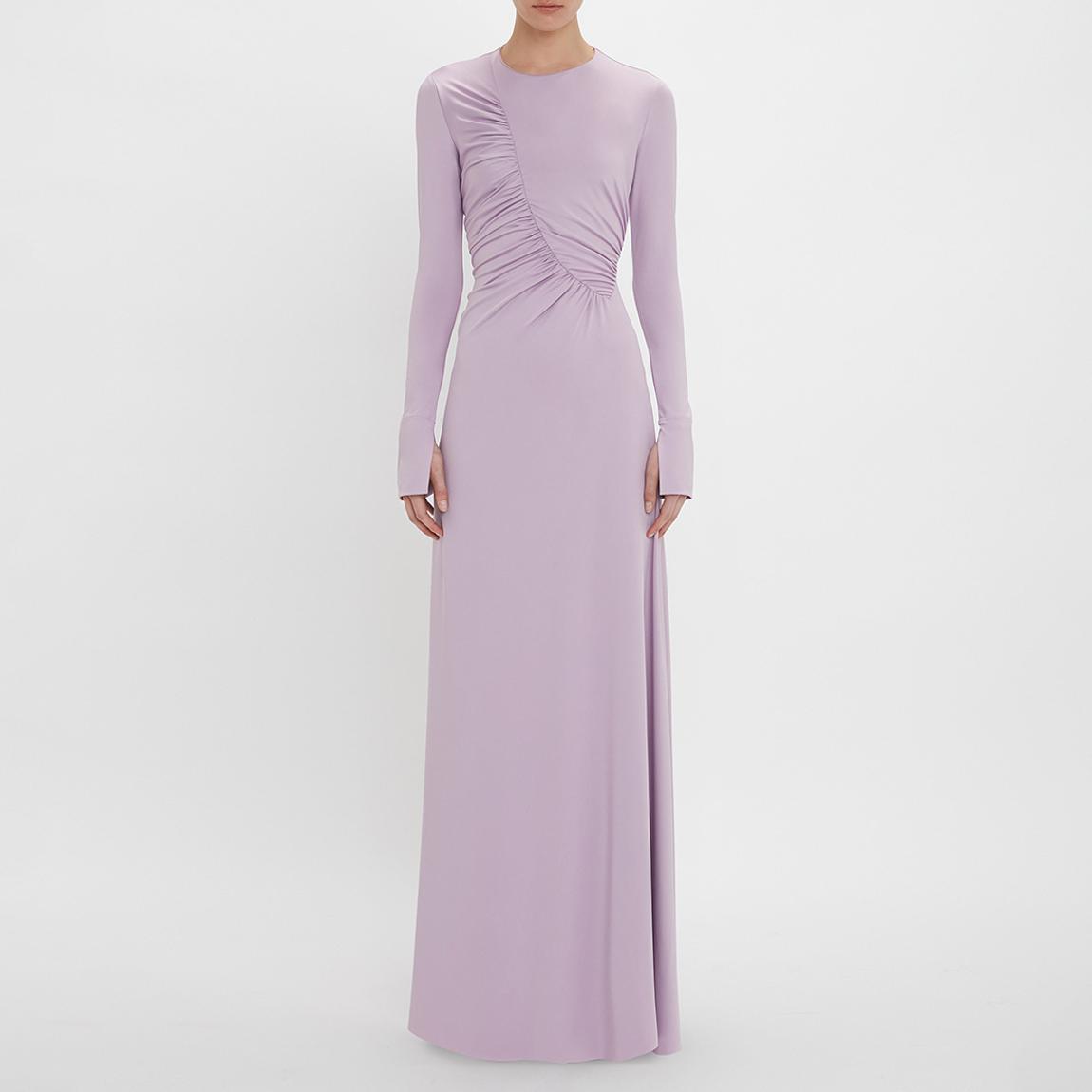 Lilac Ruched Detail Floor-Length Gown main product photo