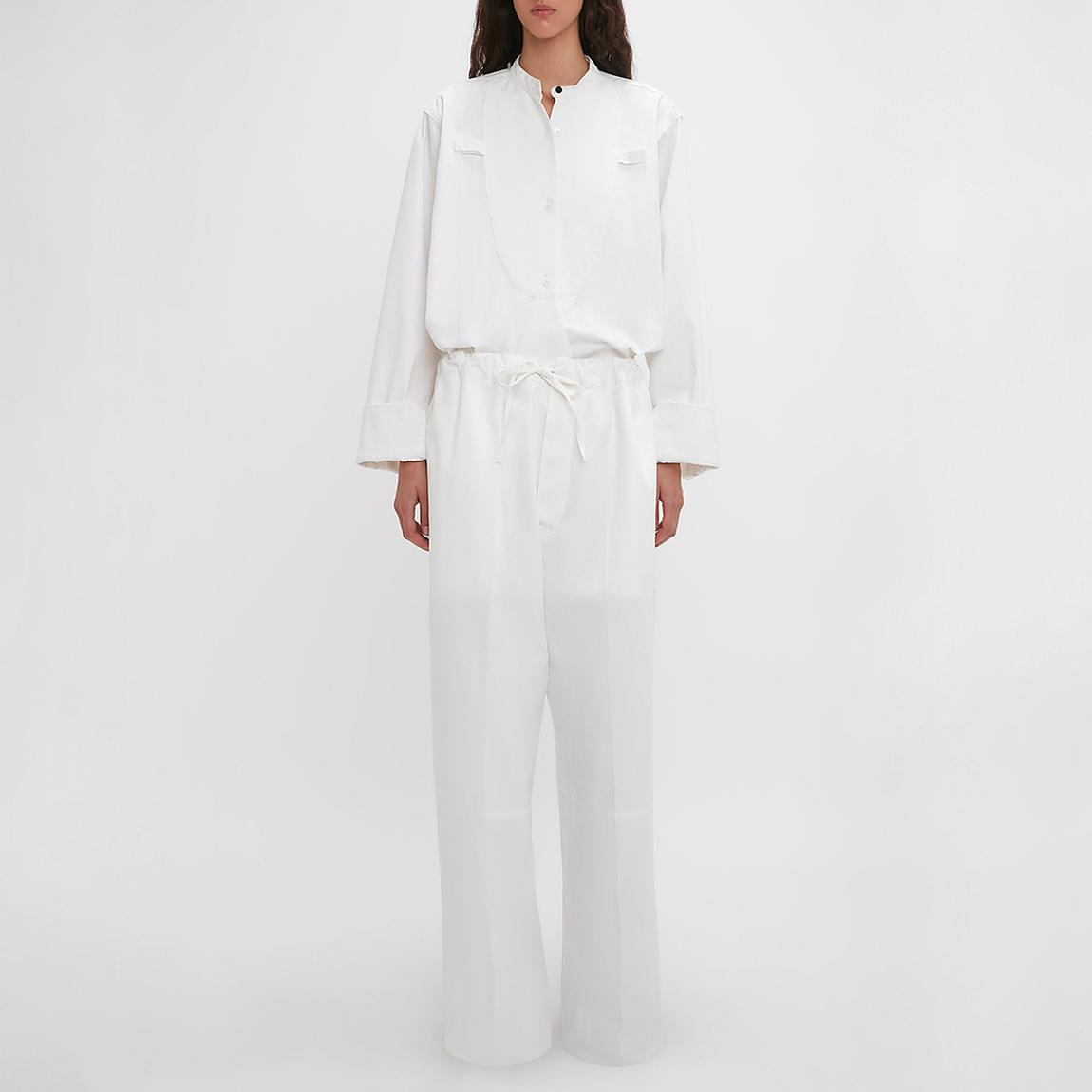 Washed White Drawstring Cotton Pyjama Trouser main product photo