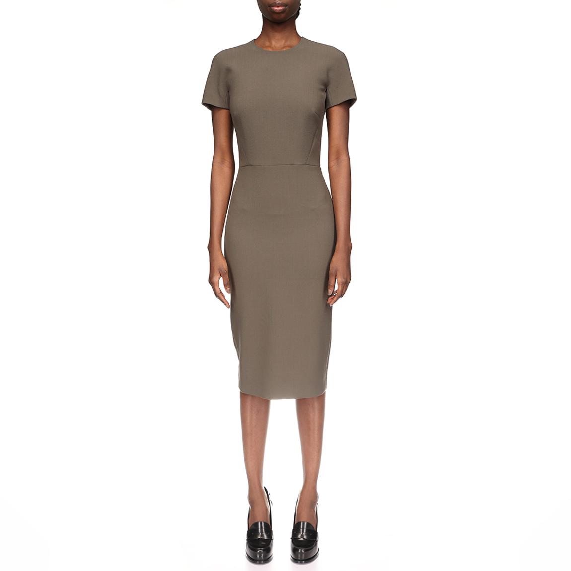 Khaki Wool Blend Fitted T-Shirt Dress main product photo