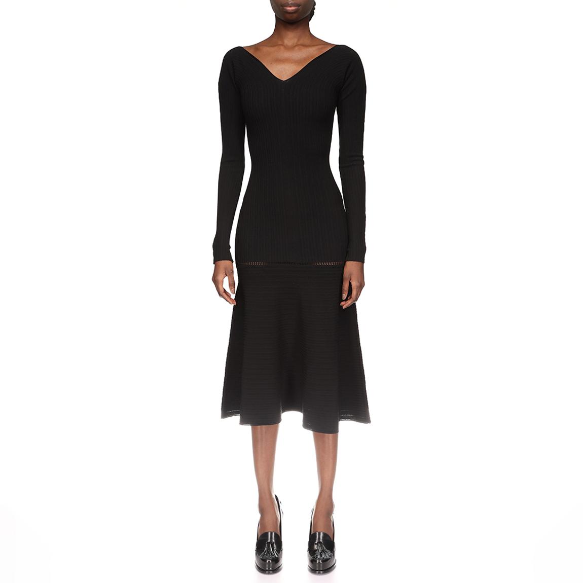 Black Long Sleeve V-Neck Dress main product photo