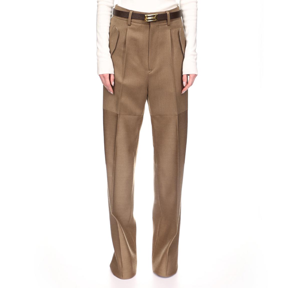 Brown High-Rise Straight-Leg Wool Trousers main product photo