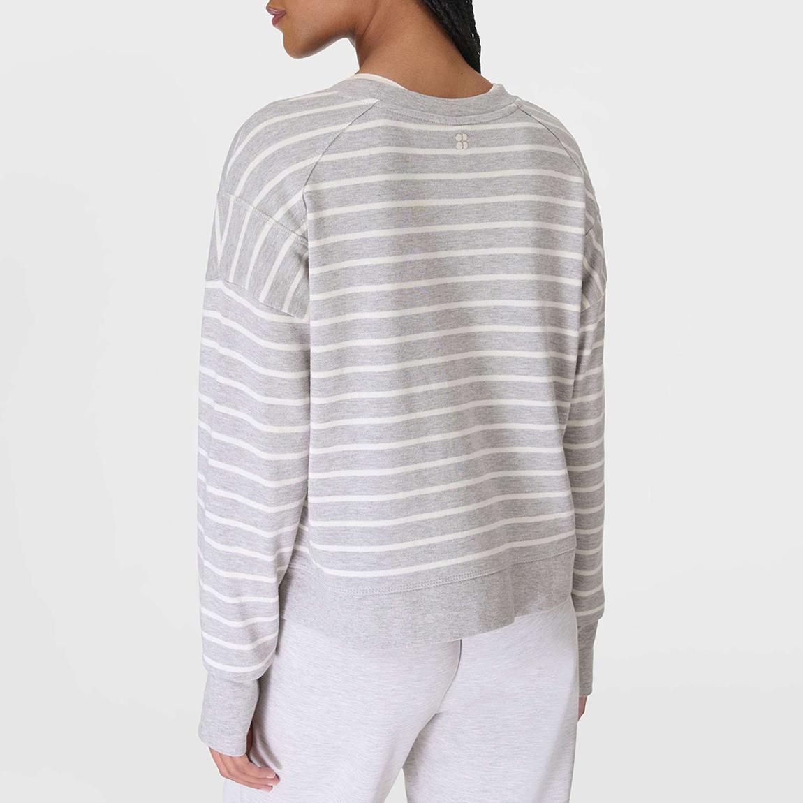 After Class Crop Sweatshirt - LilyWhite LightGreyMarl Stripe main product photo