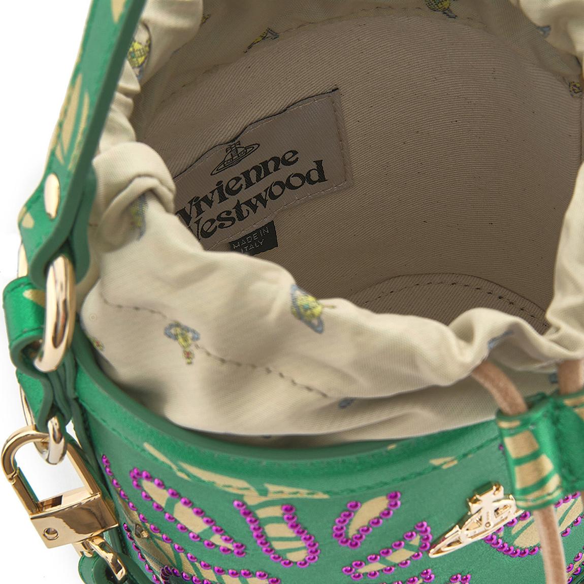 Green/ Gold Daisy Drawstring Bucket main product photo
