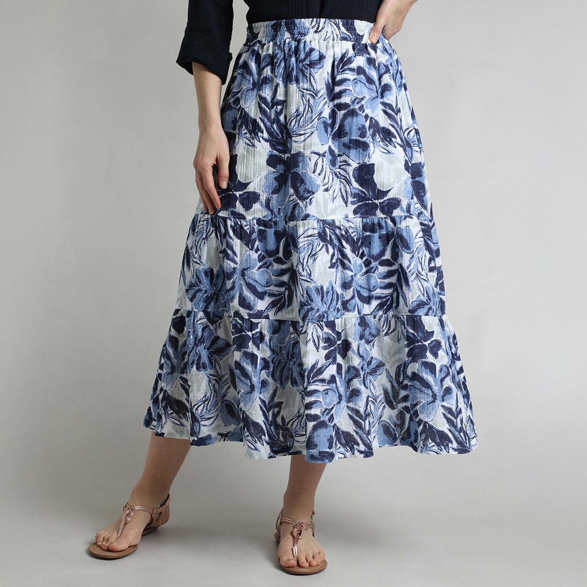 Blue Harini Organic Doublecloth Tiered Midi Skirt main product photo