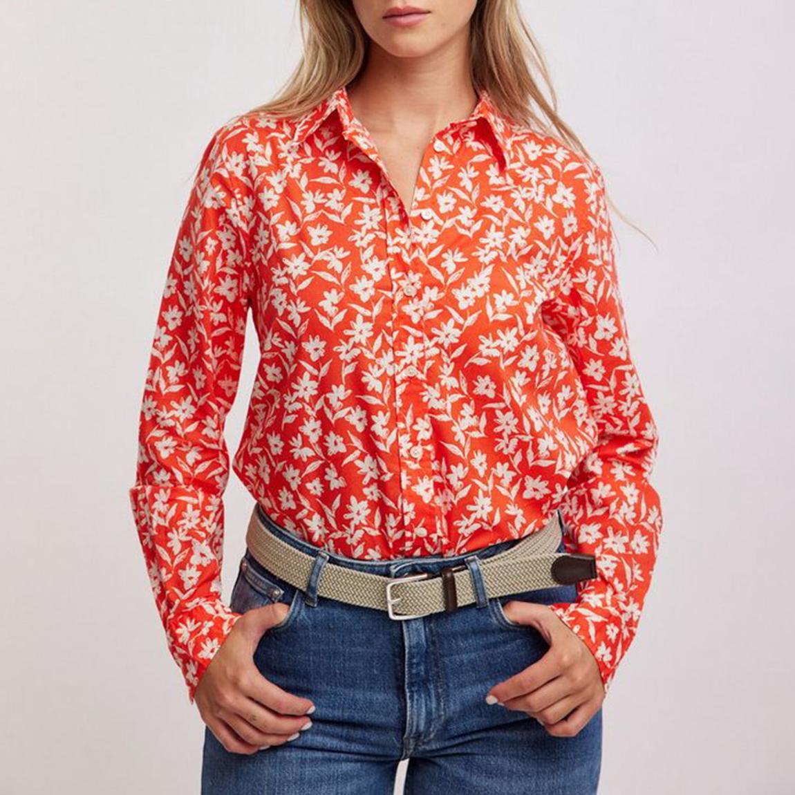 Orange Floral Loose Blouse main product photo