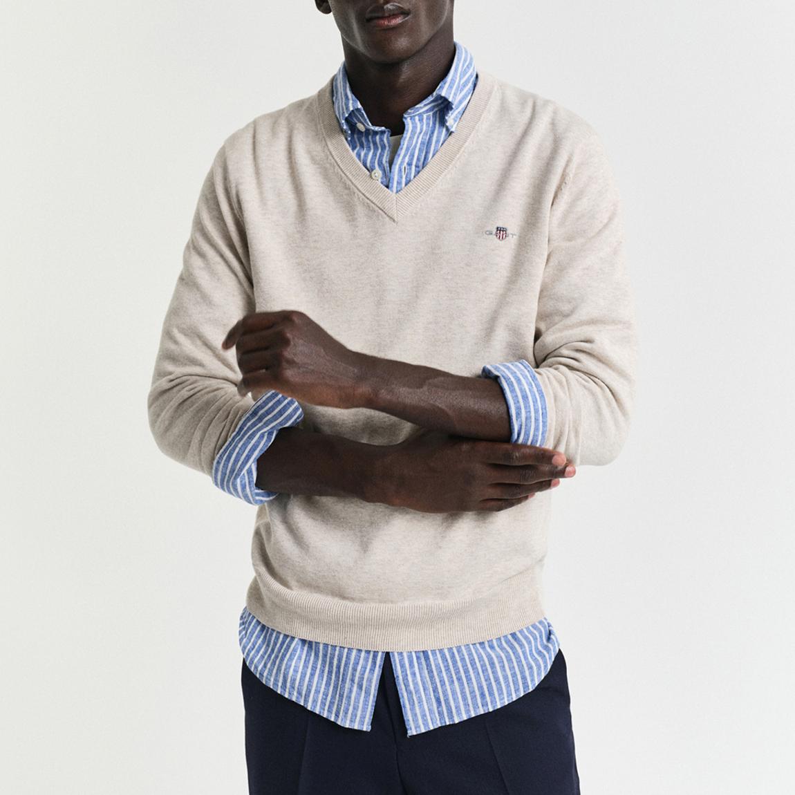Cream Classic Cotton V-Neck Jumper main product photo