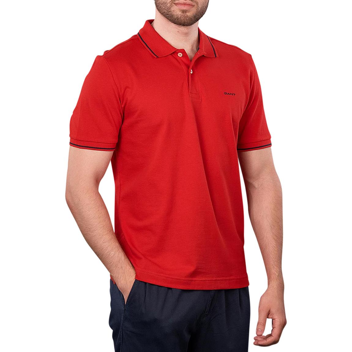 Red Tipping Pique Polo Shirt main product photo