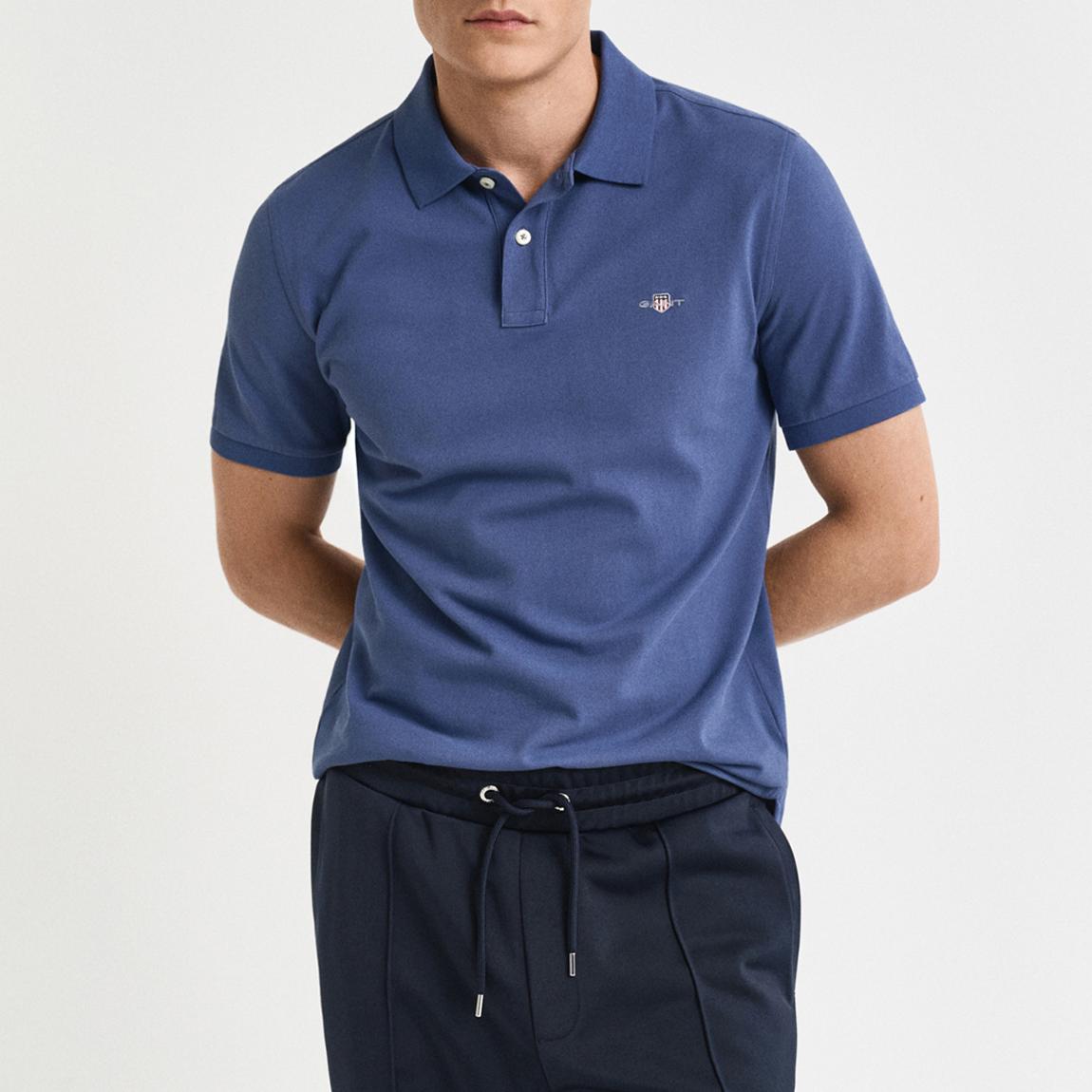 Indigo Shield Cotton Polo Shirt main product photo