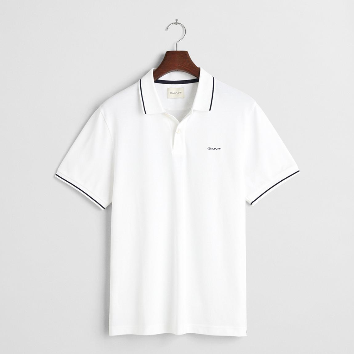 White Tipping Pique Polo Shirt main product photo