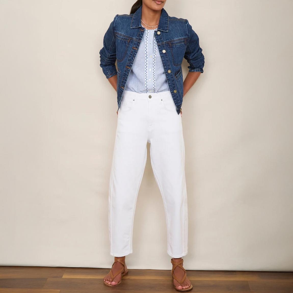 White Cassia Barrel Stretch Jean main product photo