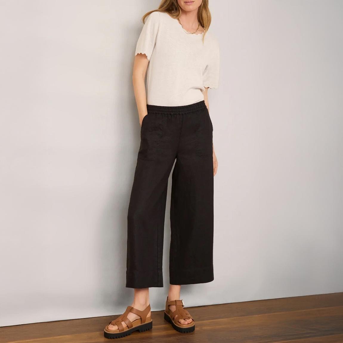 Black Angeline Linen Cropped Trouser main product photo