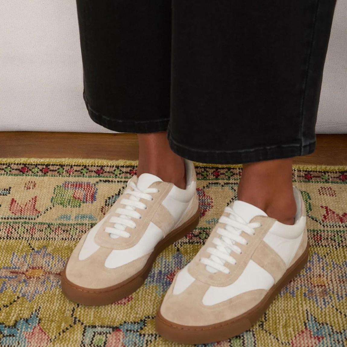 White/Taupe Gigi Leather Trainer main product photo
