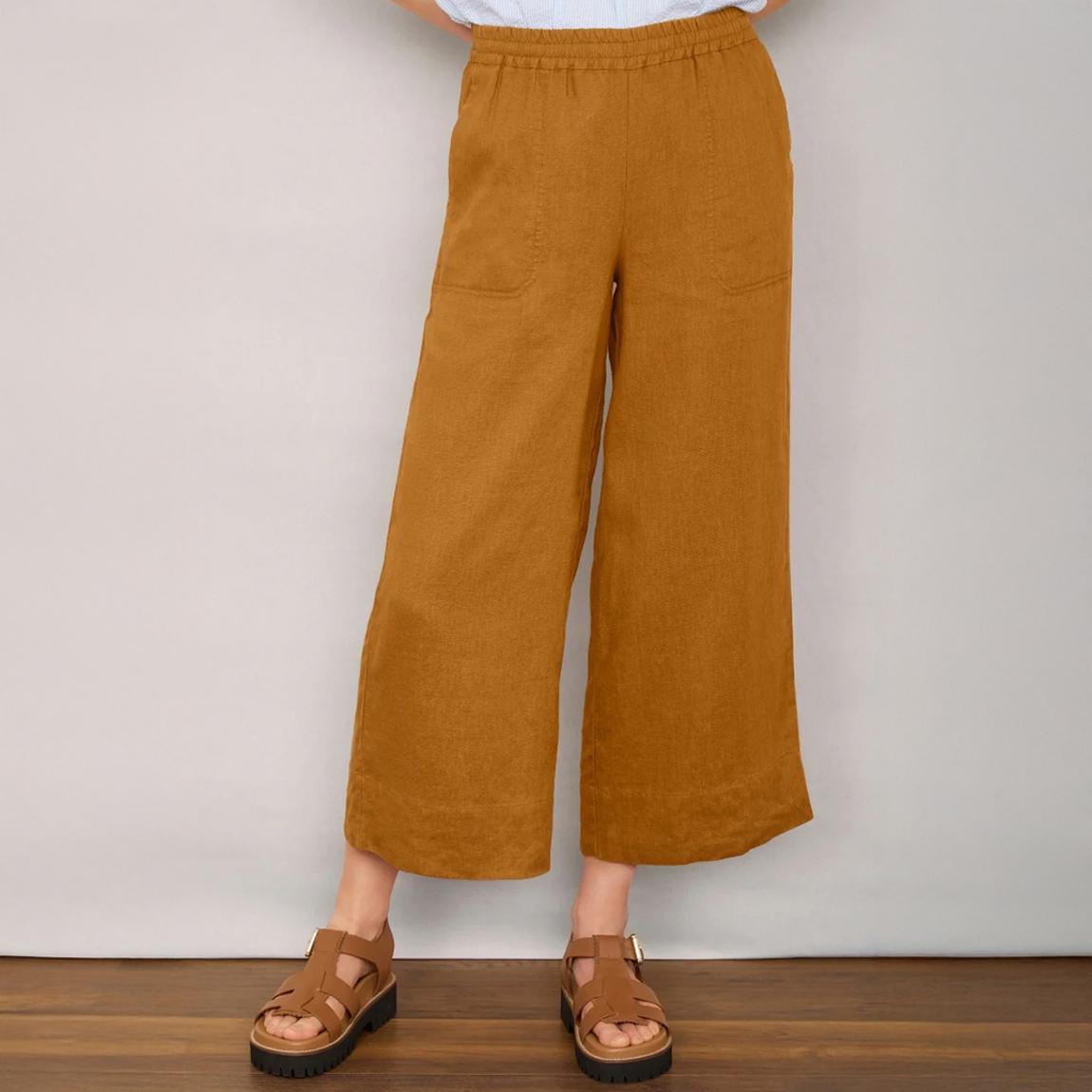 Tan Angeline Linen Cropped Trouser main product photo