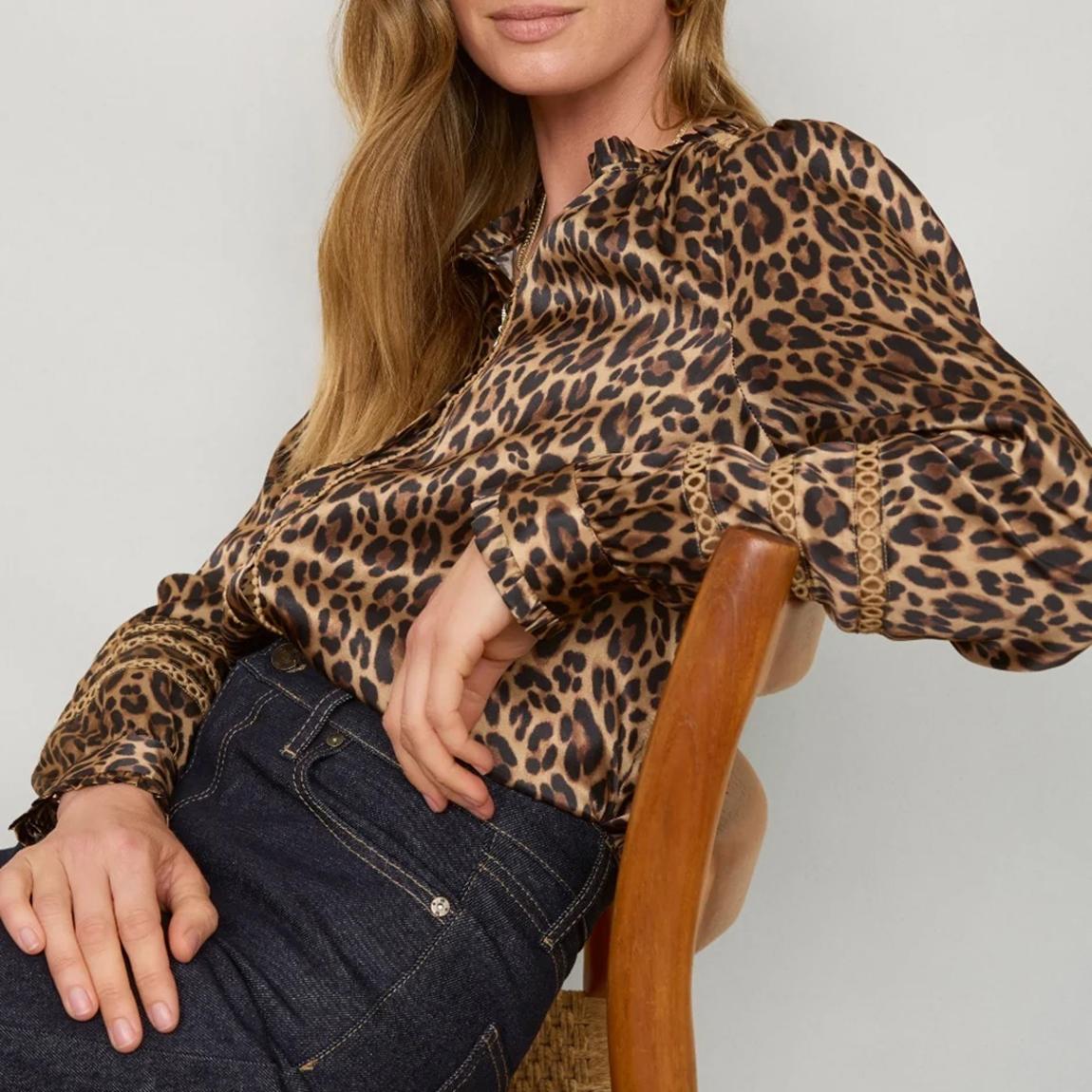 Leopard Print Parker Silk Blouse main product photo