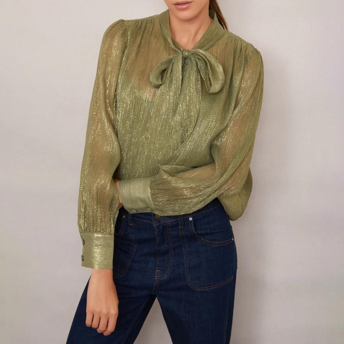Gold Shimmer Mila Silk Blend Blouse main product photo
